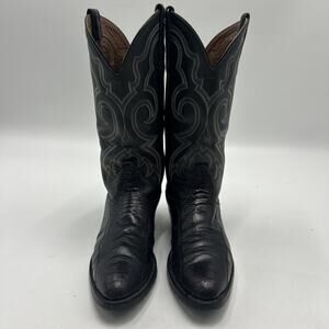 Vintage NOCONA Men's Black EXOTIC Leather Cowboy Western Boots 8.5D MADE IN USA